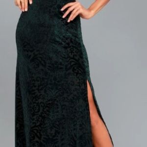 Green velvet maxi dress